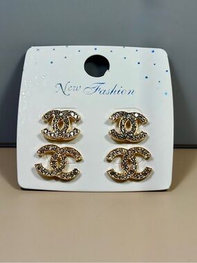 Sparkling Gold & Rhinestone Monogram Stud Earrings